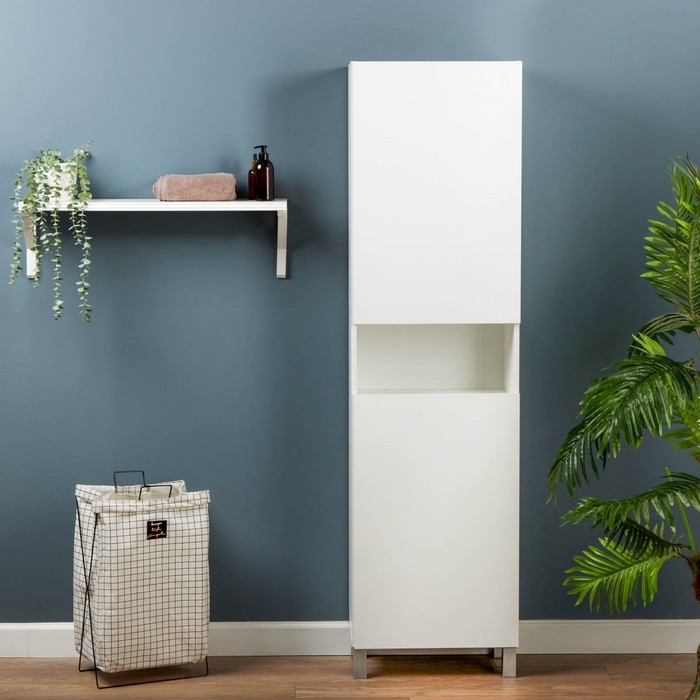 Пенал для ванной комнаты с нишей, белый, 50 х 30 х 185 см