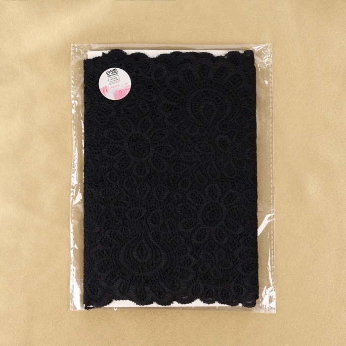 Кружевная эластичная ткань, 195 мм × 2,7 ± 0,5 м, цвет чёрный Кружевная эластичная ткань, 195 мм × 2,7 ± 0,5 м, цвет чёрный