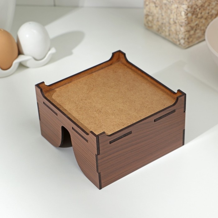 Салфетница деревянная &laquo;Орех&raquo;, без гравировки, с салфетками, цвет коричневый