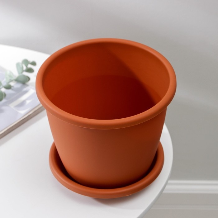 Горшок для цветов с поддоном &laquo;Афина&raquo;, 3 л, пластиковый, цвет коричневый