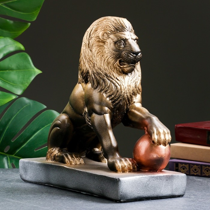 Копилка Копилка "Лев с шаром" черно-золотой, 32х15х35см