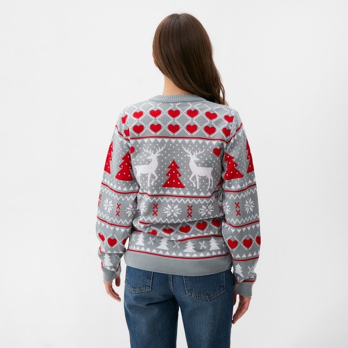 Джемпер вязаный KAFTAN "Новогодний" размер 50, серый