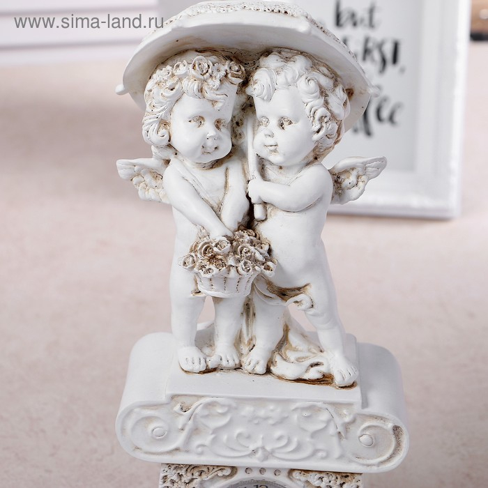 Часы настольные интерьерные каминные "Ангелы под зонтом", h-26 см 3940748