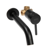 Смеситель для раковины ZEIN ZF-014, скрытого монтажа,картридж керамика 35 мм,латунь,черный Смеситель для раковины ZEIN ZF-014, скрытого монтажа,картридж керамика 35 мм,латунь,черный