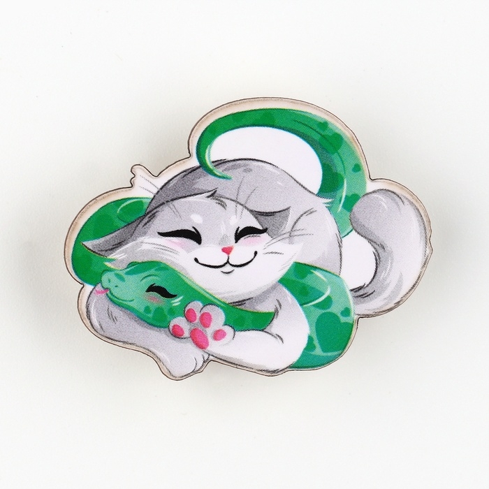 Новогодний значок в коробочке &laquo;Новый год: Новогодний котик&raquo; 3,5 х 4,5 см