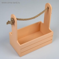 Набор кашпо деревянных 2 в 1 (25&times;15&times;30; 21&times;12&times;23 см) "Dear", ручка канат, персик
