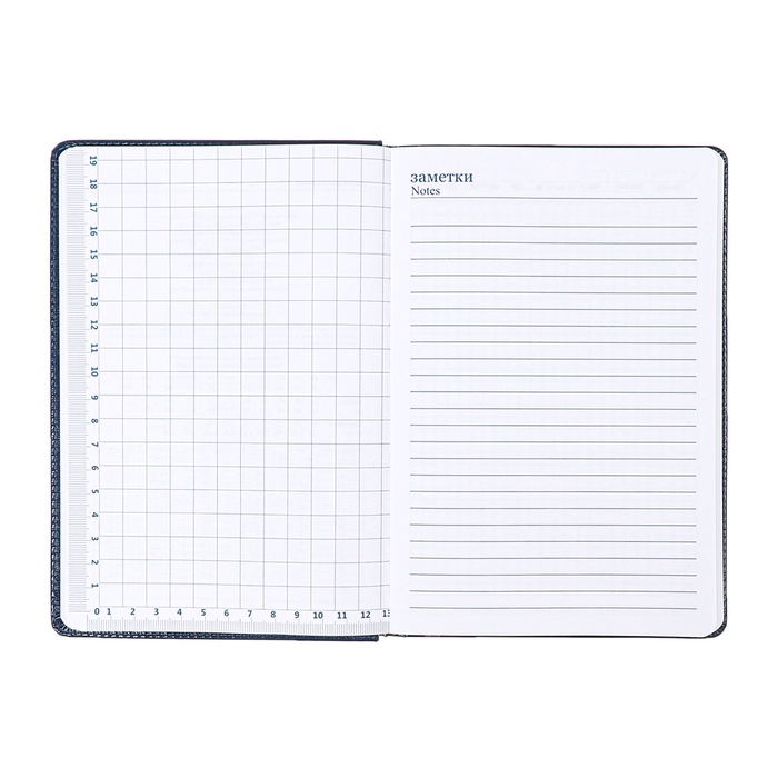 Ежедневник недатированный,формат А5, 140 листов, в клетку, обложка кожзам, с хлястиком, с калькулятором, синий