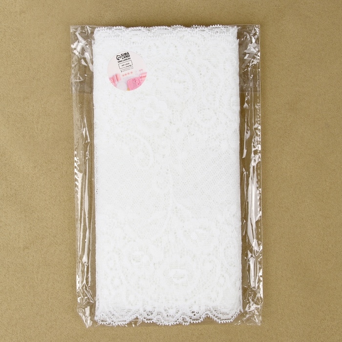 Кружевная эластичная ткань, 195 мм × 2,7 ± 0,5 м, цвет белый Кружевная эластичная ткань, 195 мм × 2,7 ± 0,5 м, цвет белый