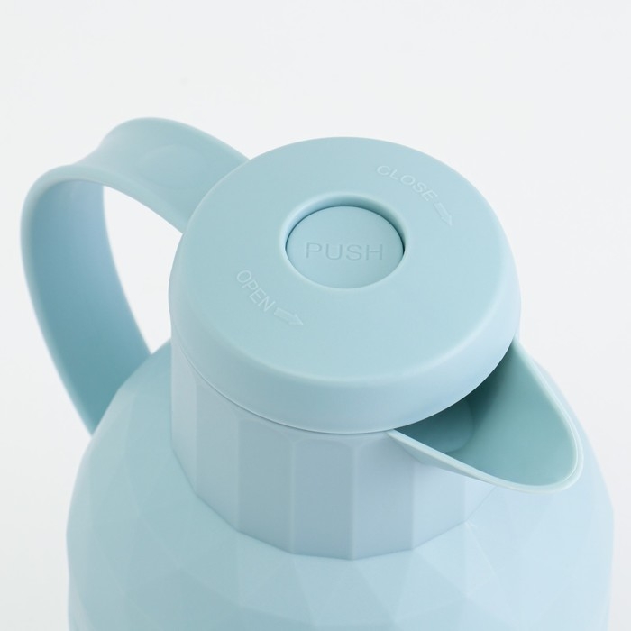 Термос-кофейник 1 л, сохраняет тепло 24 ч, стеклянная колба, бирюзовый