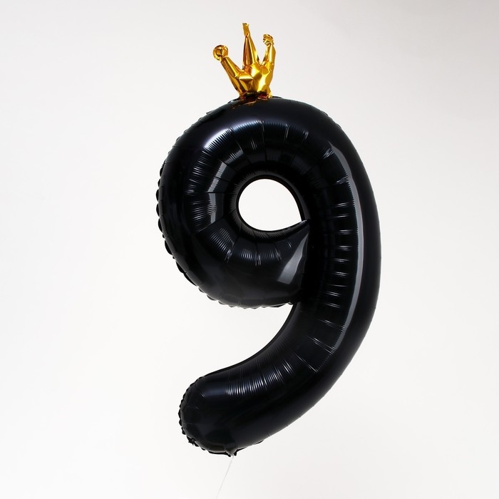 Шар фольгированный 40" &laquo;Цифра 9 с короной&raquo;, цвет чёрный