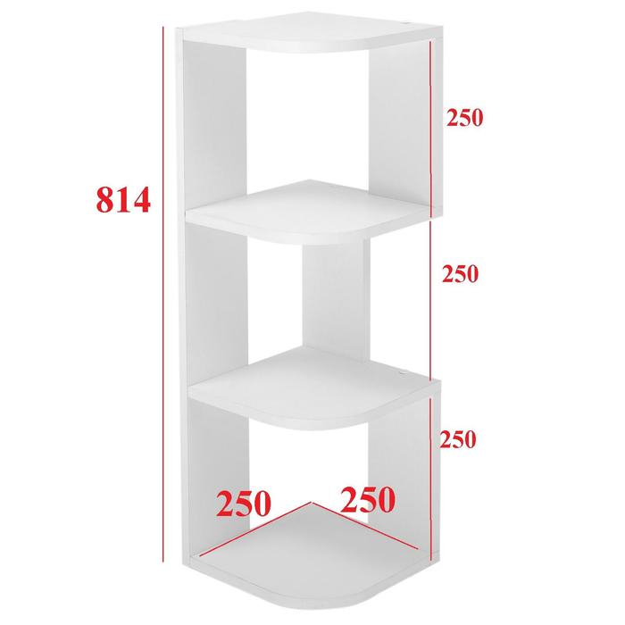 Полка угловая настольная и навесная Лео №4, 250х250х820, Белый Полка угловая настольная и навесная Лео №4, 250х250х820, Белый