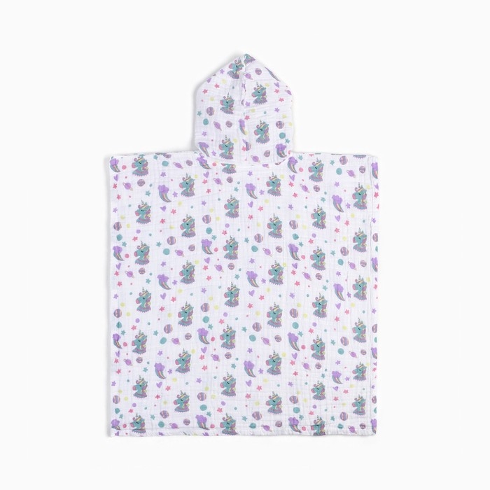 Пончо муслиновое детское LoveLife Пончо муслиновое детское LoveLife "Единороги" 100% хл, 4-сл, 235гр/м2