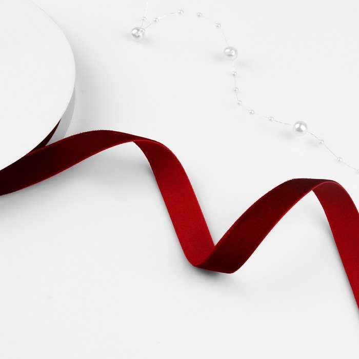 Лента бархатная, 15 мм, 18 ± 1 м, цвет бордовый №43 Лента бархатная, 15 мм, 18 ± 1 м, цвет бордовый №43