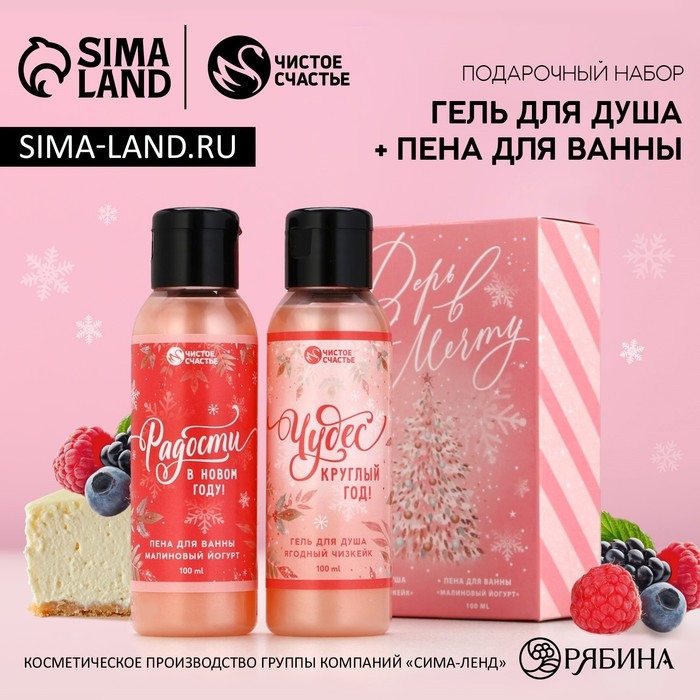 Подарочный набор косметики новогодний &laquo;Верь в мечту!&raquo;, гель для душа и пена для ванны, 2 х 100 мл, Новый Год