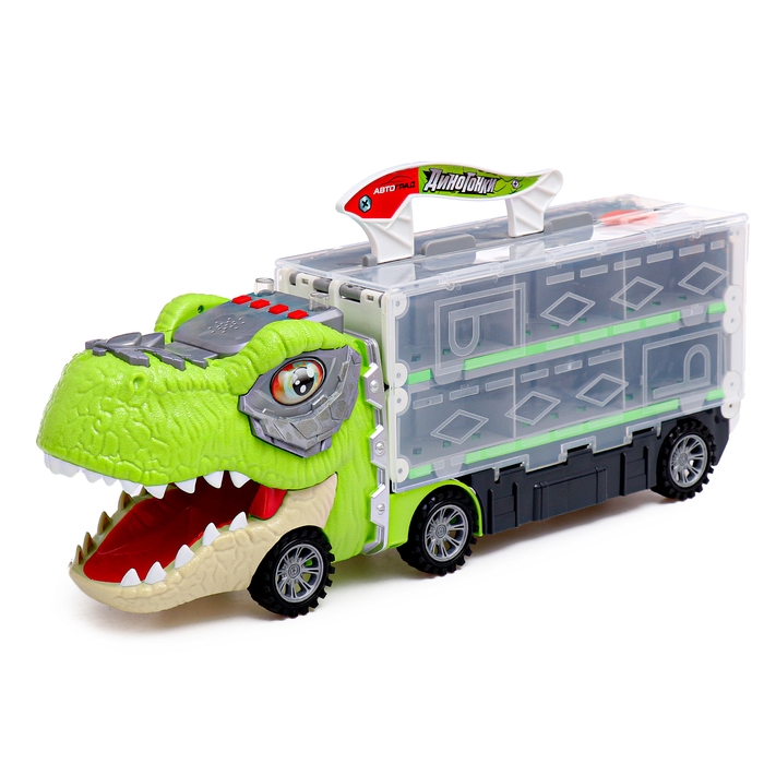 Автовоз-трек &laquo;Диногонки&raquo;, 12 металлических машин, световые и звуковые эффекты