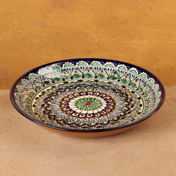 Ляган Риштанская Керамика Ляган Риштанская Керамика "Узоры", 25 см, синий