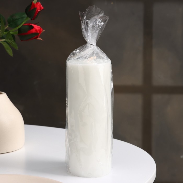 Свеча-цилиндр гладкая, 6х15 см ,белая, 24 ч Свеча-цилиндр гладкая, 6х15 см ,белая, 24 ч