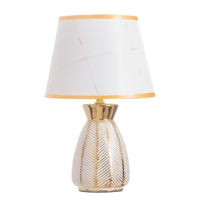 Лампа настольная "Паула" 1х40Вт Е14 белый/золото 22х22х36см