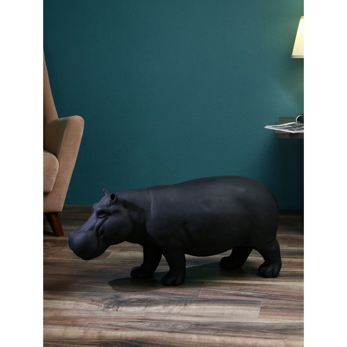 Фигура «Бегемот», полистоун, 41 см, цвет чёрный матовый Фигура «Бегемот», полистоун, 41 см, цвет чёрный матовый