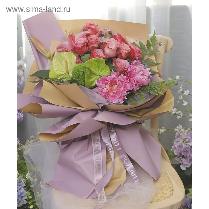 Бумага упаковочная крафт, двусторонняя, Розовый+Сиреневый, 0.72 х 10 м, 50 г/м² Бумага упаковочная крафт, двусторонняя, Розовый+Сиреневый, 0.72 х 10 м, 50 г/м²