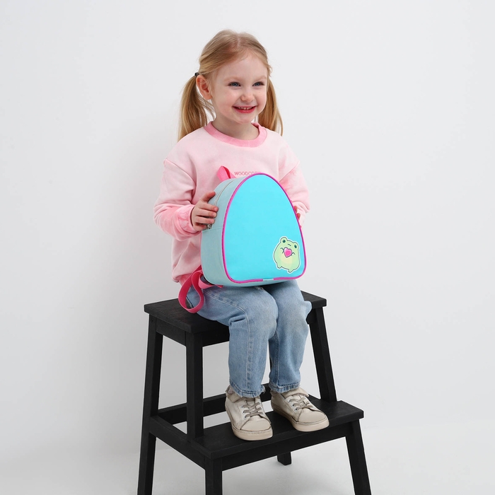 Рюкзак детский для девочки &laquo;Милая лягушка&raquo;, 23х20,5 см, отдел на молнии, цвет мятный