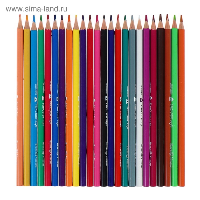 Карандаши цветные 24 цвета Funcolor пластиковые, в картонной тубе, МИКС