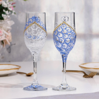 Набор свадебных бокалов "Кольца", бело-голубой Набор свадебных бокалов "Кольца", бело-голубой