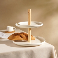 Этажерка - фруктовница круглая SL Home &laquo;Тренто&raquo;, 2 яруса, фарфор, цвет белый