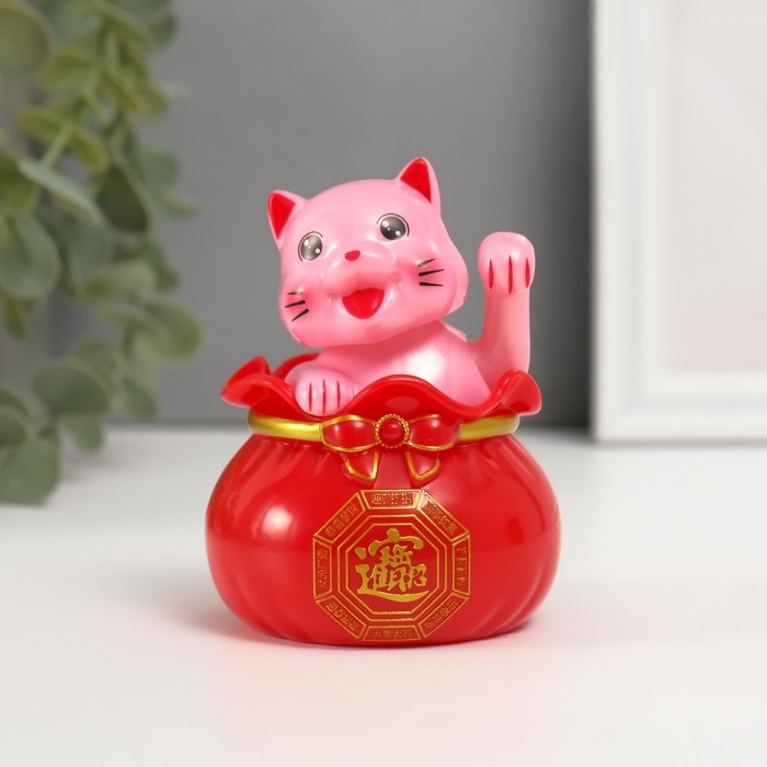 Маятник пластик Маятник пластик "Счастливый кот в денежном мешке" белый 7х7х9 см