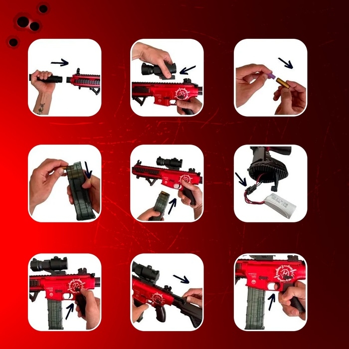 Автомат «Шквальный огонь», с гильзами, глушитель, две обоймы, 77 см. Автомат «Шквальный огонь», с гильзами, глушитель, две обоймы, 77 см.