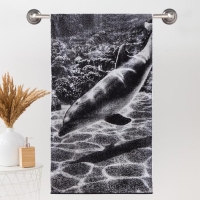 Полотенце махровое Этель ЧБ &laquo;Дельфин&raquo;, пестроткань, 70х130 см