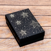 Новый год. Коробка складная, подарочная новогодняя, крышка-дно, "Звёздочки", софт тач, 21 х 15 х 7 см.