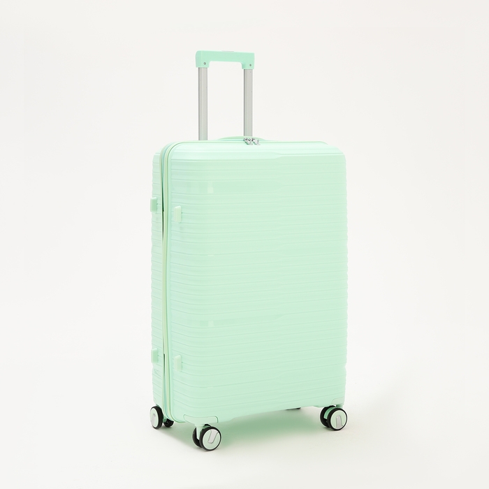Чемодан большой 100 л (L), отдел на молнии, кодовый замок, 4 колеса, цвет мятный