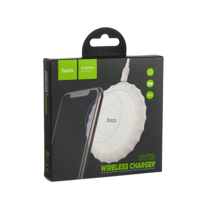 Беспроводное зарядное устройство Hoco CW13, 5 Вт 2 А, белый Беспроводное зарядное устройство Hoco CW13, 5 Вт 2 А, белый