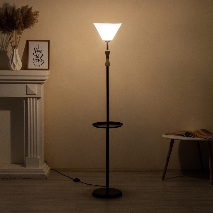 Торшер Торшер "Князь" со столиком 1х15Вт Е27 МОДЕЛЬ: BR 01042 черный/прозрачный