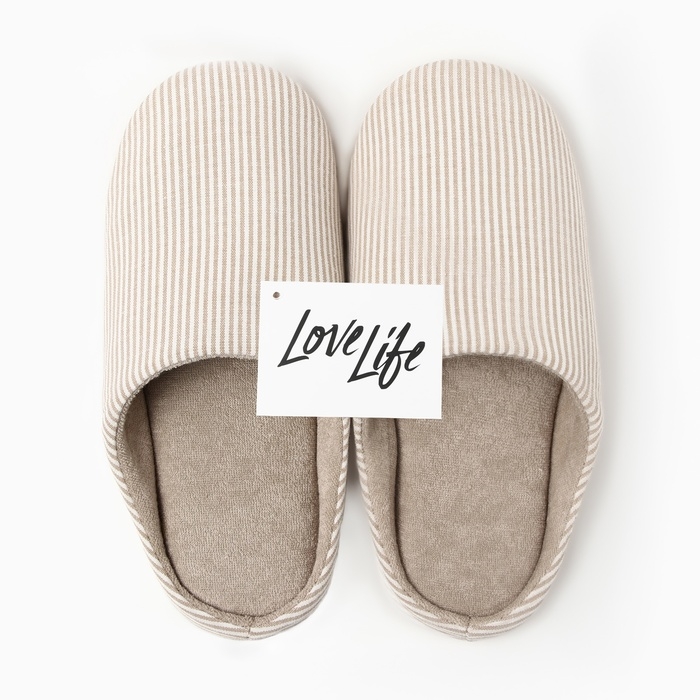 Тапочки женские, ECO размер 38-39, цвет бежевая полоска