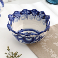 Салатник "Бабочка", 0,5 л, 8х16 см, гжель, фарфор Салатник "Бабочка", 0,5 л, 8х16 см, гжель, фарфор