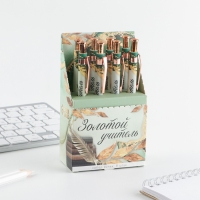 Ручка Soft-touch &laquo;Учителю: Золотой учитель&raquo;, ручка шариковая, синяя паста, 0.7 мм, 8 шт