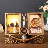 Фоторамка пластик на 2 фото 10х15 см "Якорь" тёмное золото 23х29 см Фоторамка пластик на 2 фото 10х15 см "Якорь" тёмное золото 23х29 см