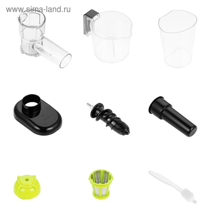 Соковыжималка Kitfort КТ-1111-1, шенковая, 150 Вт, 80 об/мин, чёрно-зеленая Соковыжималка Kitfort КТ-1111-1, шенковая, 150 Вт, 80 об/мин, чёрно-зеленая