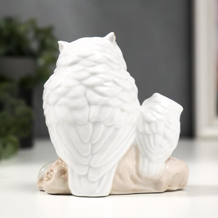 Сувенир керамика Сувенир керамика "Белый филин с совёнком" с золотом, стразы 10,7 см
