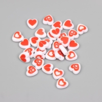 Бусины для творчества пластик "Нарисованное сердце" бело-красные набор 30 шт 0,8х0,4 см Бусины для творчества пластик "Нарисованное сердце" бело-красные набор 30 шт 0,8х0,4 см