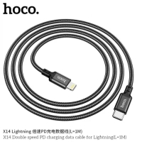 Кабель Hoco X14, Type-C - Lightning, 3 А, 1 м, быстрая зарядка, оплётка нейлон, чёрный