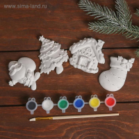 Набор новогодних магнитов под раскраску 4 шт. «Волшебный» краски 6 цв. по 2 мл Набор новогодних магнитов под раскраску 4 шт. «Волшебный» краски 6 цв. по 2 мл