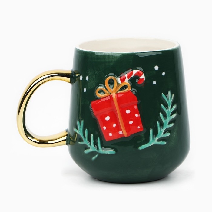Новый год! Кружка новогодняя керамическая &laquo;Подарок&raquo;, 600 мл, цвет зелёный