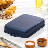 Набор противней с цельными ручками, без крышек, 2 предмета: 19×25 см, 23×30 см, h=6 см, антипригарное покрытие, цвет синий Набор противней с цельными ручками, без крышек, 2 предмета: 19×25 см, 23×30 см, h=6 см, антипригарное покрытие, цвет синий