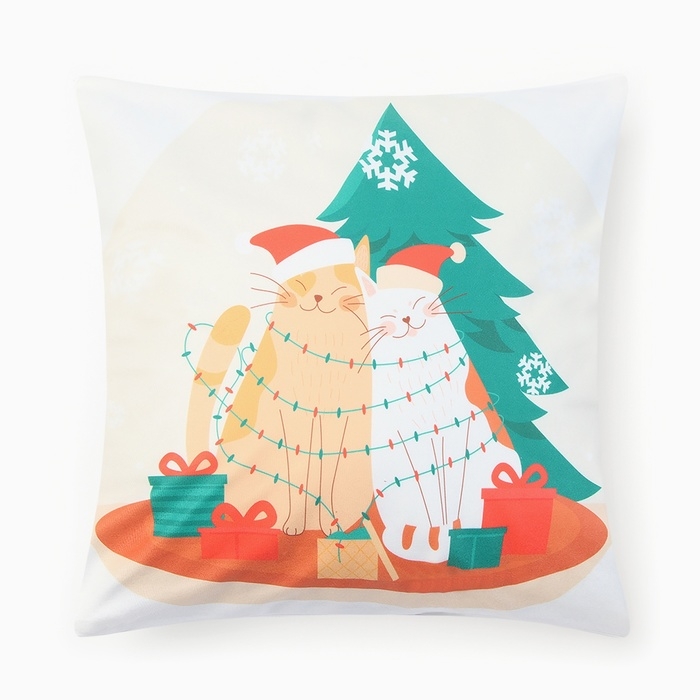Новый год. Чехол на подушку Этель Новый год. Чехол на подушку Этель "Зимний муррр" 40х40см,100% п/э