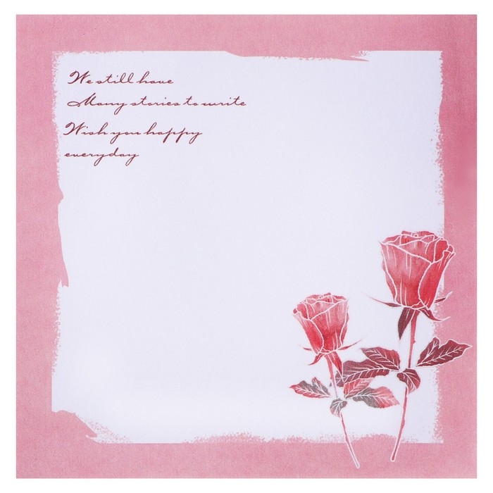 Блок с липким краем 80 х 80 мм, 70 листов, с рисунком розы , микс