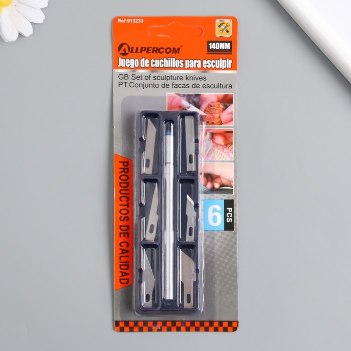 Инструмент для творчества нож + 6 лезвий металл 1х21,5х7 см Инструмент для творчества нож + 6 лезвий металл 1х21,5х7 см