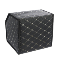 Органайзер саквояж в багажник автомобиля, 32&times;32&times;30 см, экокожа, черный с белой обшивкой